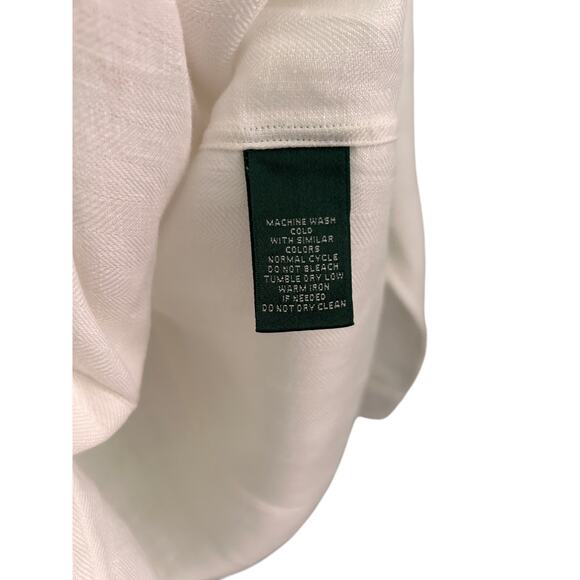 Lauren Ralph Lauren Shirt Womens M‎ White Linen Gold Button Crest Classic - Picture 6 of 8